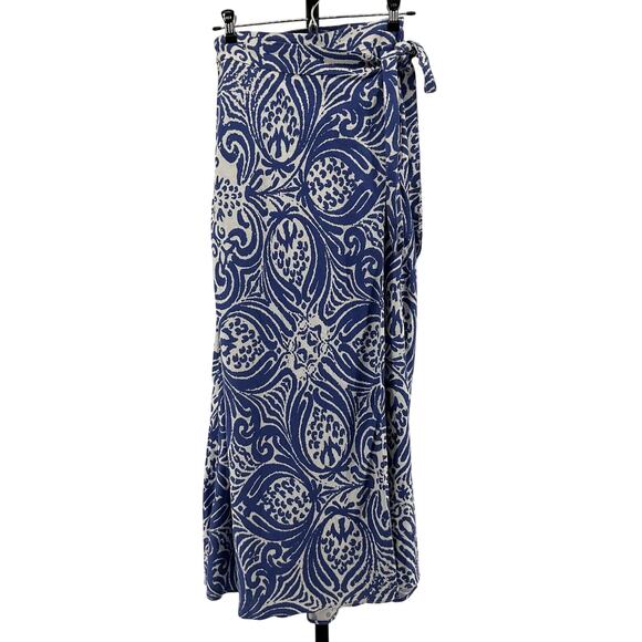 Shona Joy Dresses & Skirts - Shona Joy 'Pombeline' Blue Linen Bias Wrap Maxi Skirt Size 4